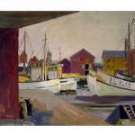 Oljemålning, Rudolf Gowenius (1896-1960), fiskebåtar, sign, pannå, 38x46 cm
